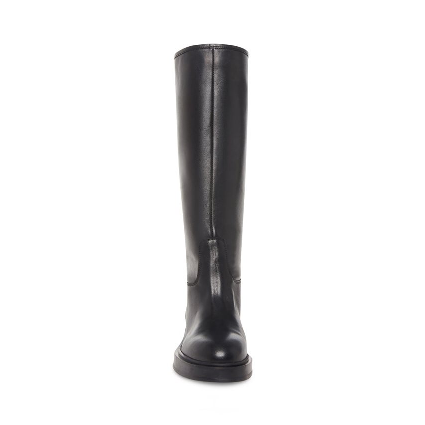 Black Steve Madden Claudia Leather Women's Knee-high Boots | PH 1029NOH